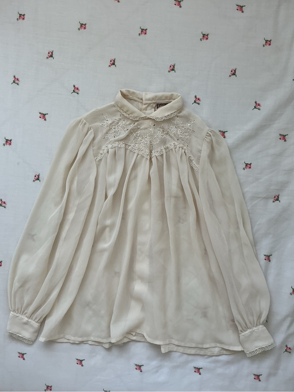 Vintage Lace Blouse with Pearl & Lace details